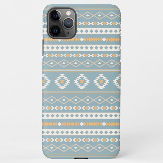 Coque iPhone 11Pro Max Motif Motif Mixte Aztec Crème Bleu Orange (Dos)
