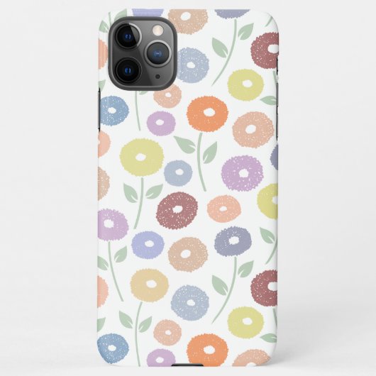 Coque iPhone 11Pro Max Motif Répété de Fleurs Floues Pastels sur Fond Bla (Dos)