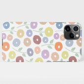 Coque iPhone 11Pro Max Motif Répété de Fleurs Floues Pastels sur Fond Bla (Dos Horizontal)