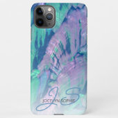 Coque iPhone 11Pro Max Motif rose Aqua Turquoise bleu Abalone Shell (Dos)