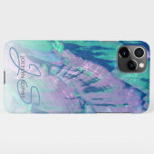 Coque iPhone 11Pro Max Motif rose Aqua Turquoise bleu Abalone Shell (Dos Horizontal)