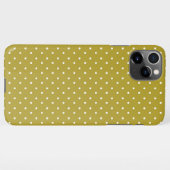 Coque iPhone 11Pro Max  Mustard yellow white polka dots pattern  (Dos Horizontal)