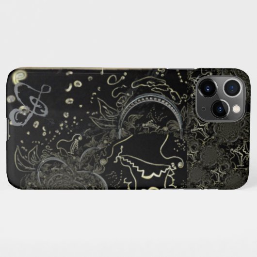 Coque iPhone 11Pro Max Noir d'art Abstrait (Dos Horizontal)