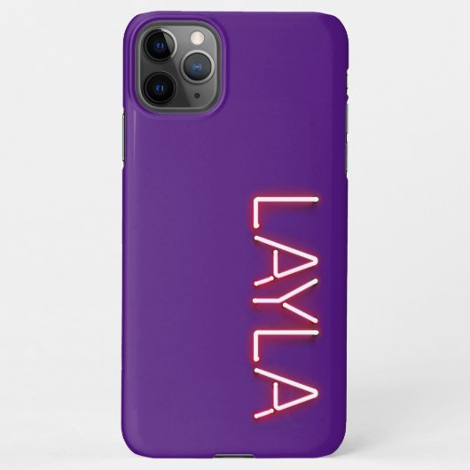 Coque iPhone 11Pro Max Nom de Layla dans lumières néons brillantes nouvea (Dos)