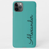 Coque iPhone 11Pro Max Nom manuscrit Turquoise personnalisé BUDGET (Dos)