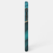 Coque iPhone 11Pro Max Nom & Monogramme, Agate noir Turquoise, Texte Turq (Côté gauche)