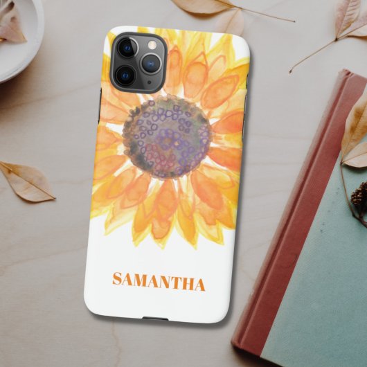 Coque iPhone 11Pro Max Nom personnalisé Fleur de tournesol