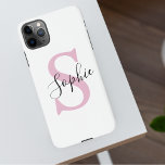 Coque iPhone 11Pro Max Nom personnalisé moderne Monogramme rose<br><div class="desc">Nom personnalisé moderne Monogramme rose</div>