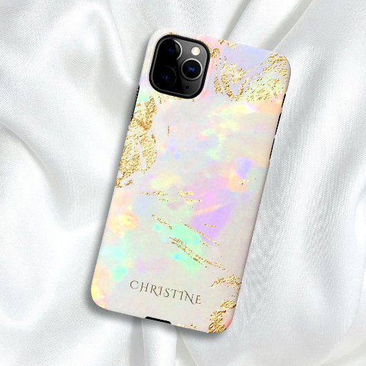 Coque iPhone 11Pro Max nom personnalisé opal pierre design