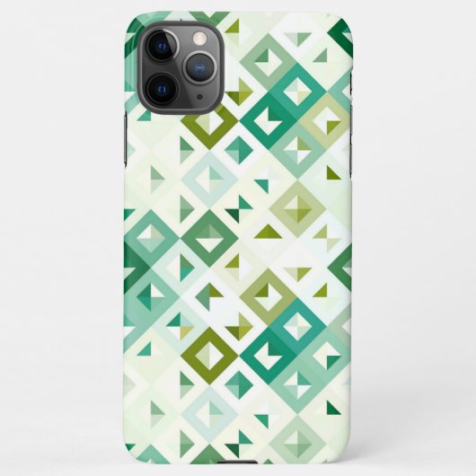Coque iPhone 11Pro Max Olive Green Turquoise bleu ivoire Mosaic Art Motif (Dos)