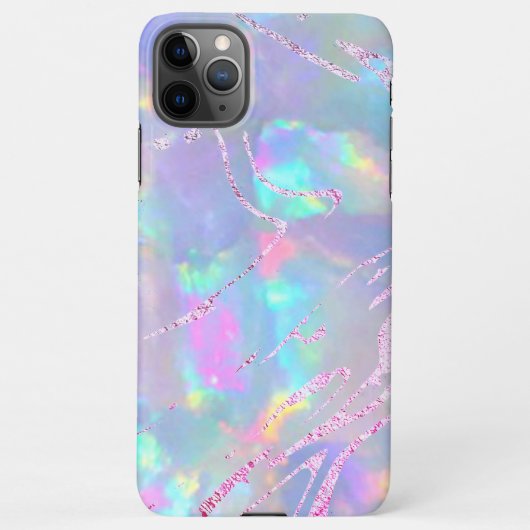 Coque iPhone 11Pro Max opal gemstone violet faux feuille (Dos)