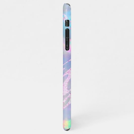 Coque iPhone 11Pro Max opal gemstone violet faux feuille (Côté gauche)