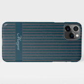 Coque iPhone 11Pro Max Paillettes bleues | Monogramme Initial Minimal Mod (Dos Horizontal)