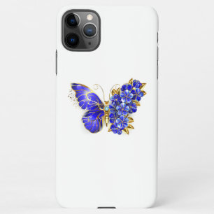 Coque iPhone 11Pro Max Papillon saphir à fleurs