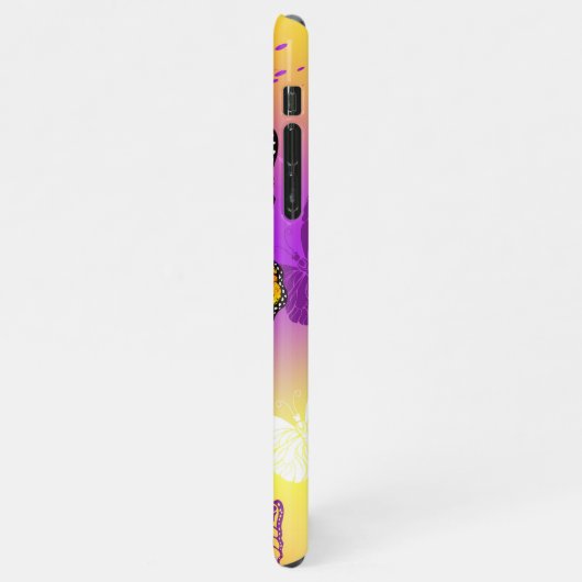 Coque iPhone 11Pro Max Papillons Monarque sur Arrière - plan pourpre (Côté gauche)