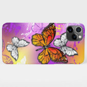 Coque iPhone 11Pro Max Papillons Monarque sur Arrière - plan pourpre (Dos Horizontal)