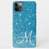 Coque iPhone 11Pro Max Parties scintillant bleu moderne éclaboussures Nom (Dos)