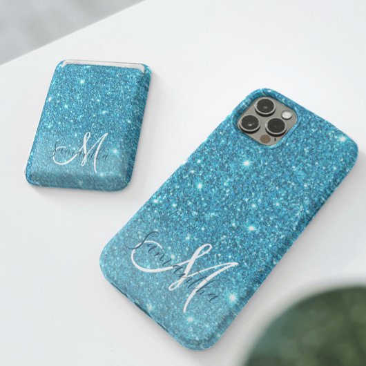 Coque iPhone 11Pro Max Parties scintillant bleu moderne éclaboussures Nom