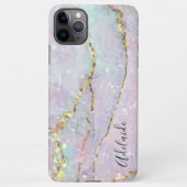 Coque iPhone 11Pro Max parties scintillant d'art en marbre pastel (Dos)