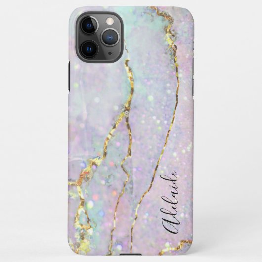 Coque iPhone 11Pro Max parties scintillant d'art en marbre pastel (Dos)