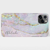 Coque iPhone 11Pro Max parties scintillant d'art en marbre pastel (Dos Horizontal)