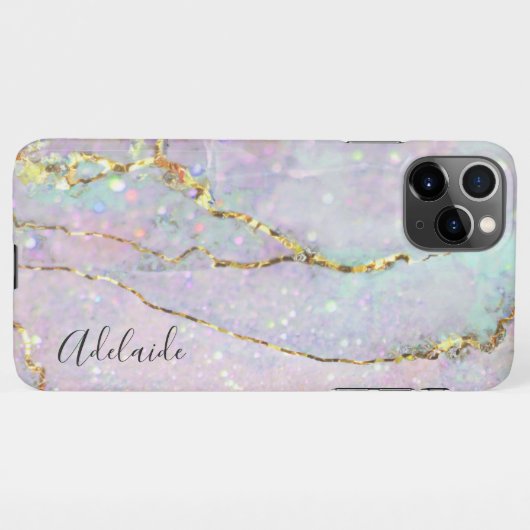 Coque iPhone 11Pro Max parties scintillant d'art en marbre pastel (Dos Horizontal)