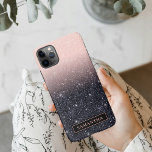 Coque iPhone 11Pro Max Parties scintillant moderne noire et rose Étincell<br><div class="desc">Parties scintillant moderne noire et rose Étincelles Nom</div>