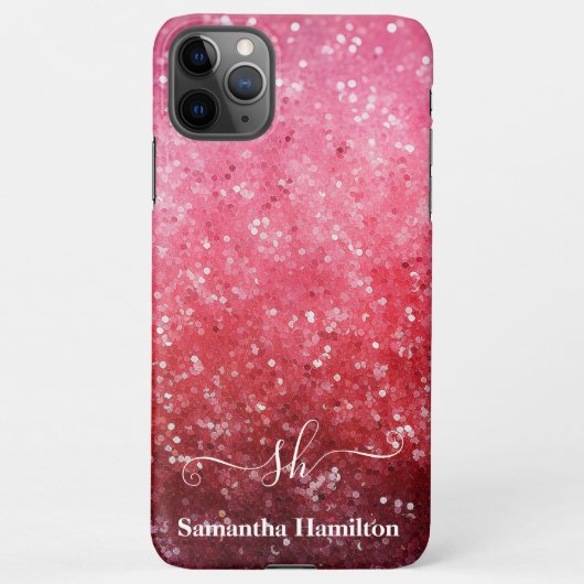 Coque iPhone 11Pro Max Parties scintillant Ombre rose moderne Monogramme  (Dos)