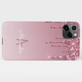 Coque iPhone 11Pro Max Parties scintillant Rose Budget Gold Driving Monog (Dos Horizontal)