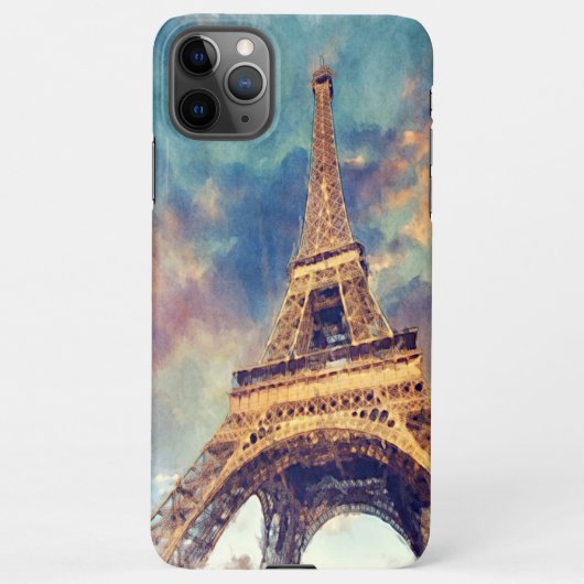 Coque iPhone 11Pro Max Pastel Aquarelle Paris Tour Eiffel (Dos)