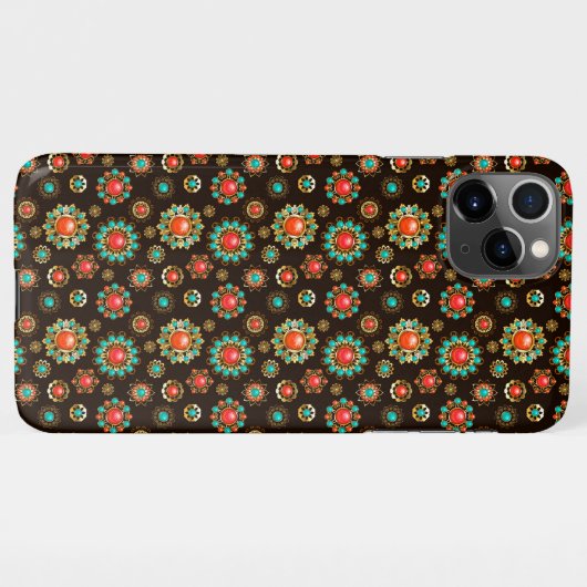 Coque iPhone 11Pro Max Pattern de Ethnic Brooches Seamless (Dos Horizontal)