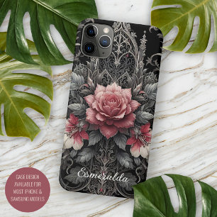 Coque iPhone 11Pro Max Peinture botanique classique Rose gothique
