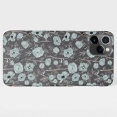 Coque iPhone 11Pro Max Pépites Gris Bleu Noir Aquarelle Fleurs (Dos Horizontal)