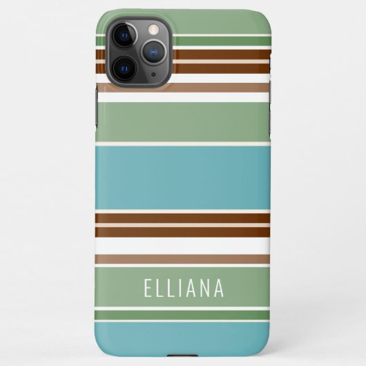 Coque iPhone 11Pro Max Personnalisé Turquoise Bleu Sage Vert Brown Ivoire (Dos)