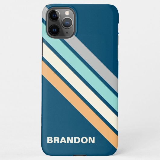 Coque iPhone 11Pro Max Personnalisé Turquoise bleu turquoise gris rayures (Dos)