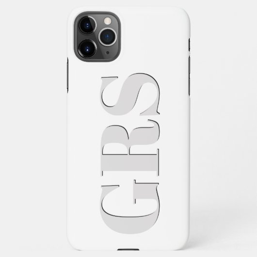 Coque iPhone 11Pro Max Personnaliser Monogramme, Gras Gris Lettres Foncé (Dos)