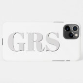 Coque iPhone 11Pro Max Personnaliser Monogramme, Gras Gris Lettres Foncé (Dos Horizontal)