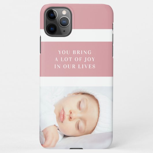 Coque iPhone 11Pro Max Photo Bébé Fancy Cute | Rose et blanc | Devis (Dos)