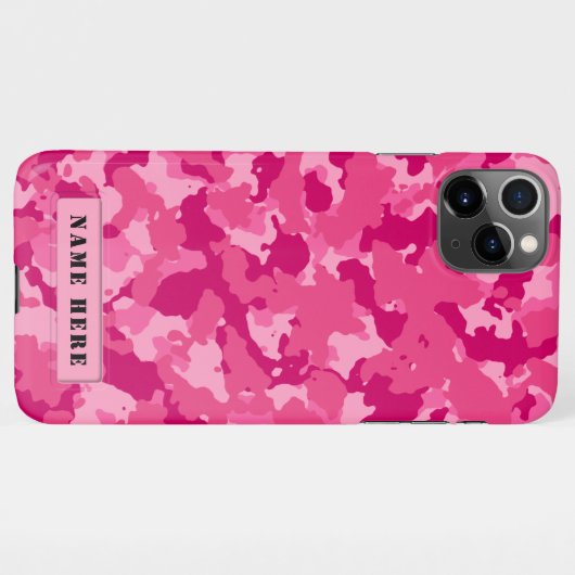 Coque iPhone 11Pro Max Pink Camouflage Numéro de nom personnel (Dos Horizontal)