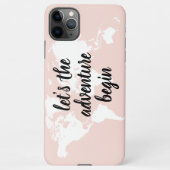 Coque iPhone 11Pro Max Positive rose Commençons l'aventure Carte du Monde (Dos)