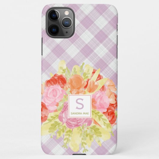 Coque iPhone 11Pro Max Printemps Pastel rose En vichy chèque Motif (Dos)