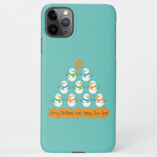 Coque iPhone 11Pro Max Pyramide des sapins de Noël faite de bonhommes de
