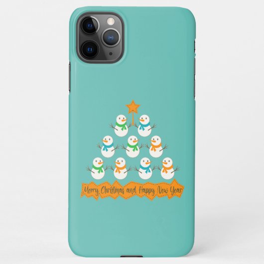 Coque iPhone 11Pro Max Pyramide des sapins de Noël faite de bonhommes de  (Dos)