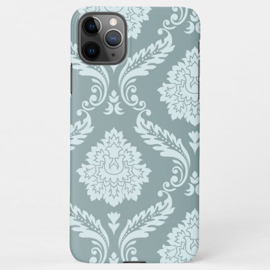 Coque iPhone 11Pro Max Rococo Damask Art I Duck Egg Blue+Teal (Dos)