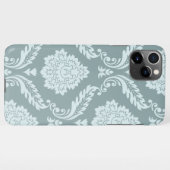 Coque iPhone 11Pro Max Rococo Damask Art I Duck Egg Blue+Teal (Dos Horizontal)