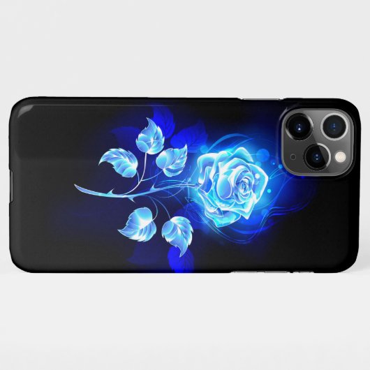 Coque iPhone 11Pro Max Rose bleu brûlant (Dos Horizontal)