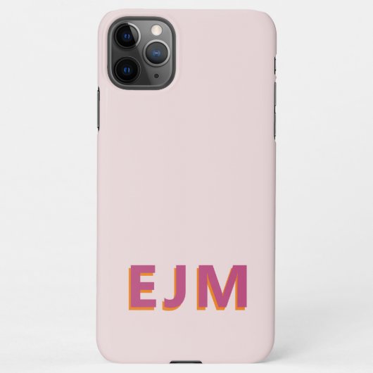 Coque iPhone 11Pro Max Rose clair moderne Monogramme élégant (Dos)