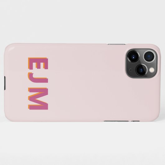 Coque iPhone 11Pro Max Rose clair moderne Monogramme élégant (Dos Horizontal)