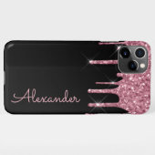 Coque iPhone 11Pro Max Rose personnalisé Gold Noir BUDGET manuscrit (Dos Horizontal)