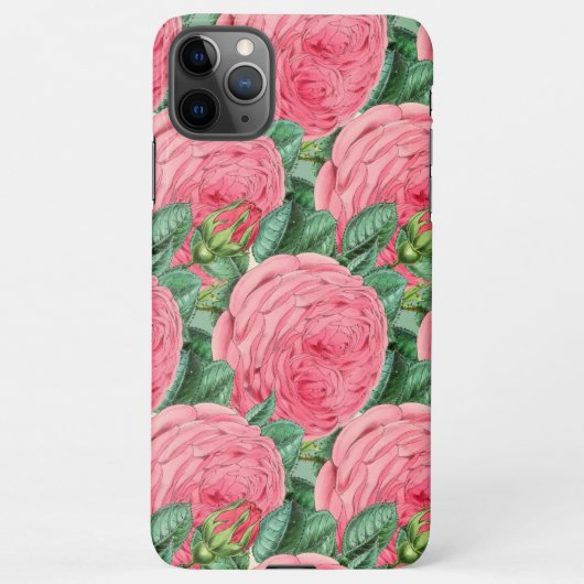 Coque iPhone 11Pro Max Rose Rose Rose Bud Botanique Design (Dos)
